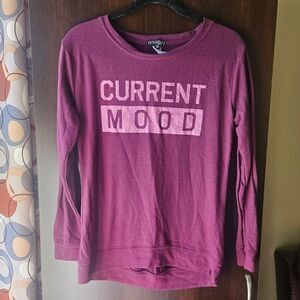 Fifth Sun Dark Purple "Current Mood" Long Sleeve Shirt Size Medium